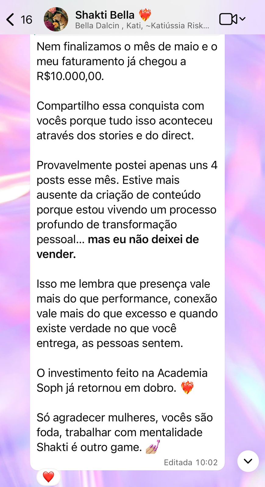 Depoimento Shakti Bella